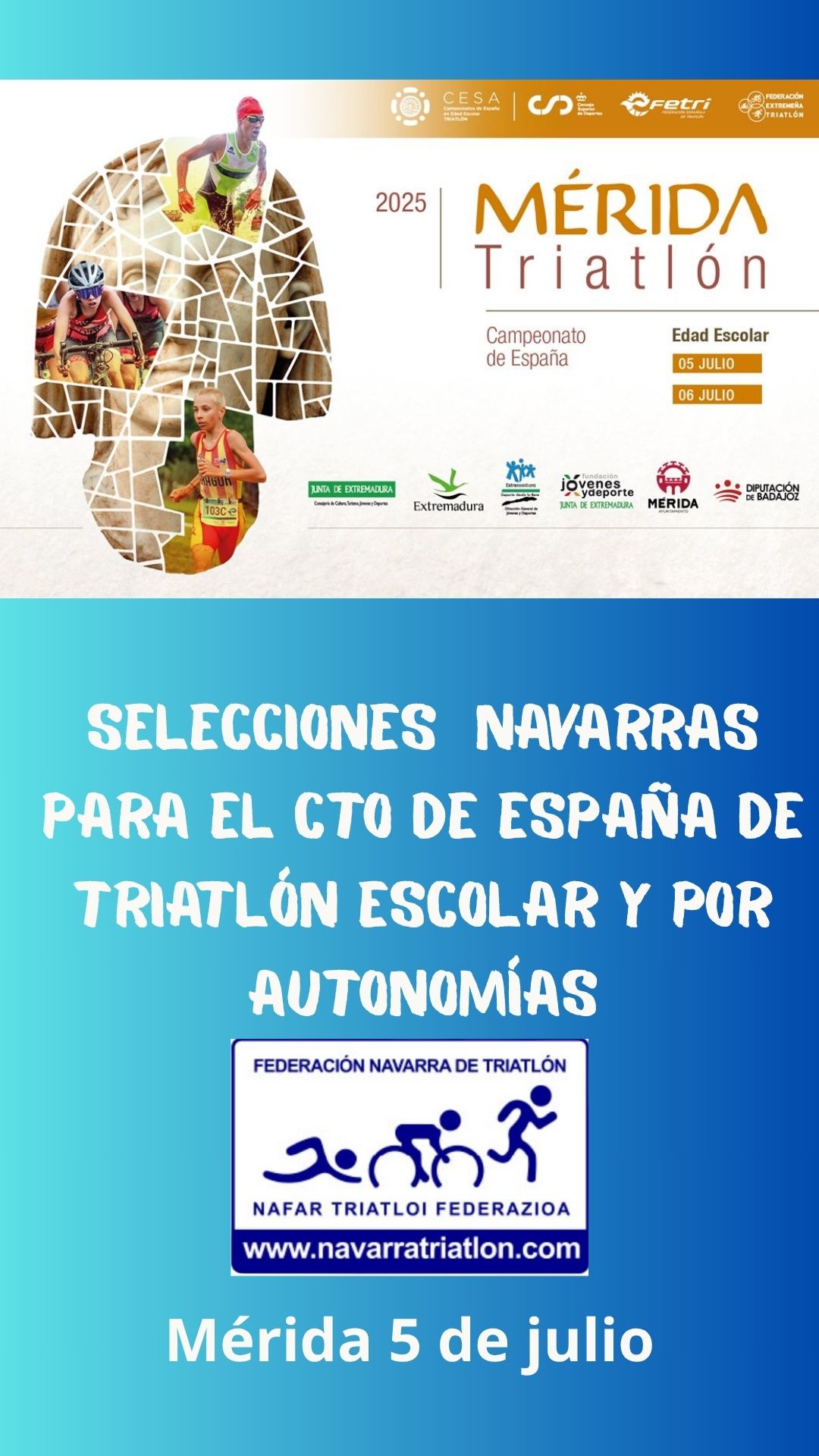 Selecci&oacute;n  Cto de Espa&ntilde;a Triatl&oacute;n en Edad Escolar y por Autonom&iacute;as - M&eacute;rida 2025